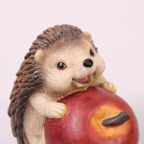 6. Bild von Valery Madelyn 3er Kunstharz Igeln für Herbstdeko Gartendeko,10cm Tierfigur niedlichen mit Apfel Pilze für Haus und Garten,Innen und Draußen,Geschenk Erntedank Fall Decor(L) L