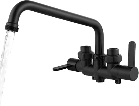Laundry Utility Sink Faucet,Wall Mount,6 Inch Spout,Matte Black