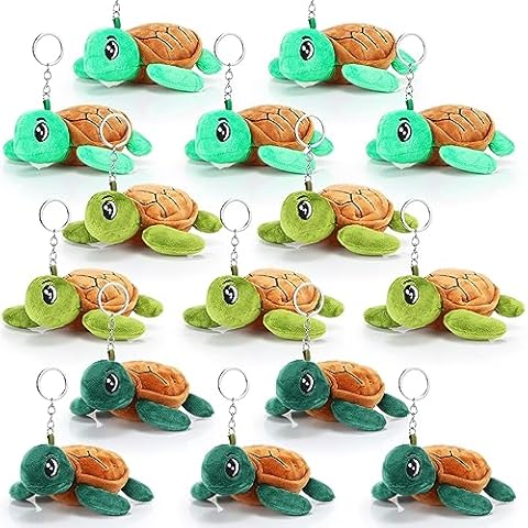 Hinly 15 Pcs Plush Turtle Stuffed Animals Bulk 5.5 Inch Sea Turtle Stuffed Keychain Adorable Turtle Plushie for Boys Girls Birthday Carnival Undersea Party Favors Gifts Bag Stuffers(Green Series) Cover