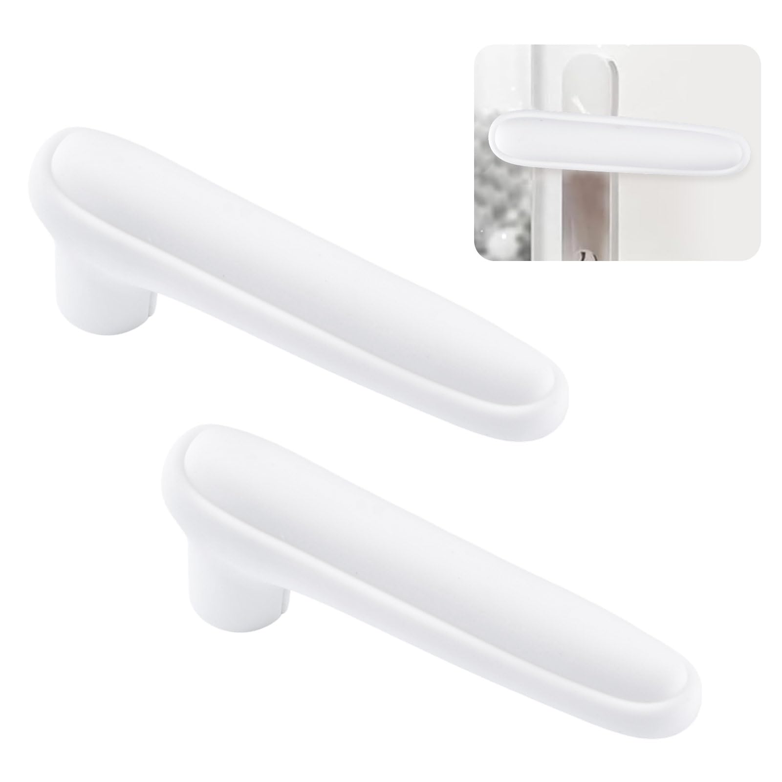 UFURMATE 2Pcs Thickend Silicone Door Handle Glove Cover Safety Door Knob Cover Anti-Static Protector for Flat Square Door Handles (White) — image 1