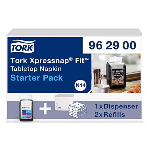 Tork Xpressnap Fit Starter Pack inicial de dispensadores de servilletas de mesa - 962900 - N14 + recambios de servilletas (2 x 120 hojas)