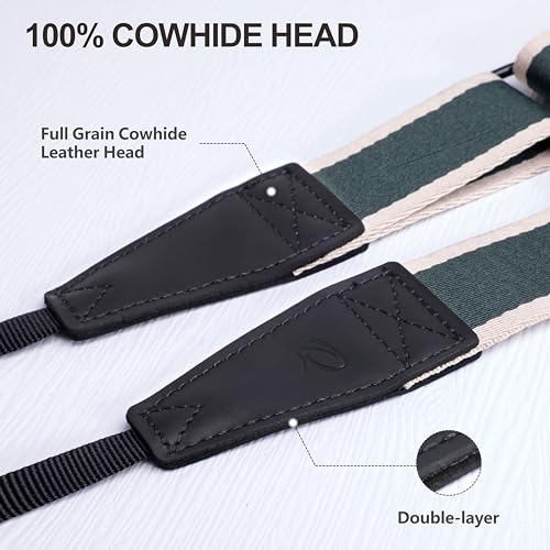 Image of Padwa Lifestyle Adjustable Camera Strap - 1.5 inch Top Layer Cowhide Head Camera Straps for Photographers, Cotton Adjustable Neck Shoulder & Crossbody Strap Quick Release for All Cameras and Binoculars