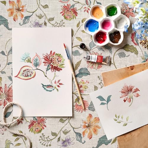 Image of jinchan Hattie Floral French Door Curtain 40 Inch Length Vintage Cottage Core Farmhouse Linen Decor for Glass Door Light Filtering 1 Panel with Tie Up Bow Rod Pocket Beige