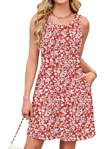 Image of Kikibell Womens Summer Dresses Casual Loose A-Line Swing Mini Dress Sundress Floral Sun Dress Coverup M