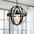 DLLT Vintage Globe Pendant Hanging Light, Matte Black, 1-Light, E26 Base, Ideal for Dining Room, Kitchen Island, Living Room, Home Office