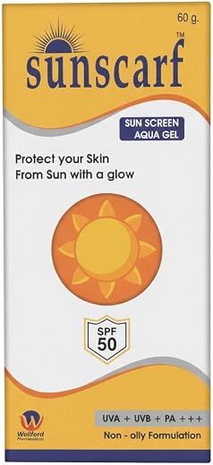 Sunscarf Sunscreen Aqua Gel SPF 50 | UVA + UVB Protection | PA+++ | Non-Oily &amp; Lightweight Formula | Broad Spectrum Sun Pr...