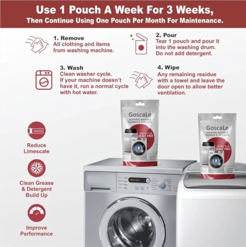 Image of Washing Machine Cleaner Descaling Powder for Front Load and Top Load Washing Machines | Washing Machine Drum Cleaner & Tub Cleaner | Pack of 10 (100 Gm /Pack)