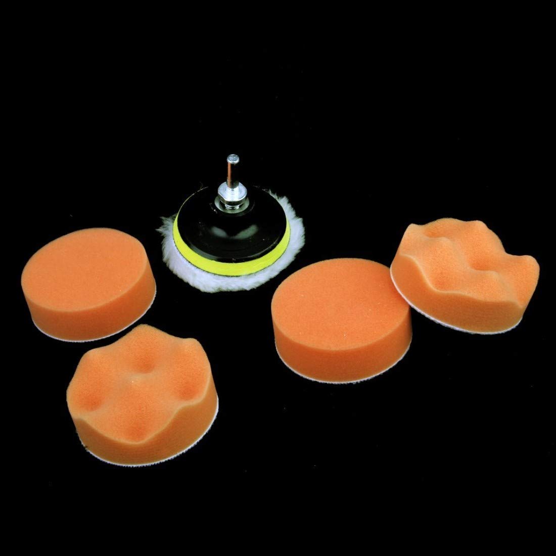 DIY Crafts 1 Set, 4" inch Set, Wax Car Polishing Buffing Pad Wool Pad Kit and Felt Pads with Universal Drill (1 Set, 4" inch Set) 1