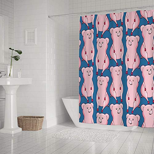 Rideau de douche cochon lavable en machine pour stopper les éclaboussures - 3