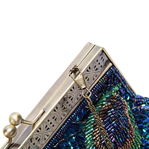 SYMALL Donna Pochette Retrò Rilievo Coda Pavone