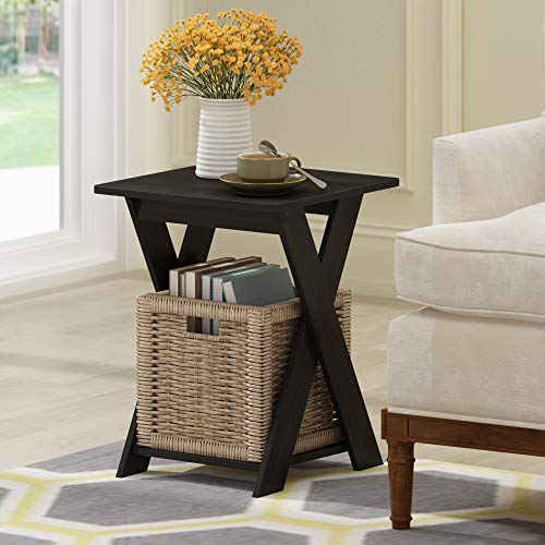 Furinno Modern Simplistic 2-Tier Side Table, Square End Table, Espresso - image 2