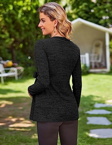 Image of Ekouaer Maternity Shirts Ribbed Long Sleeve Pregnancy Sweater Tops Outfits