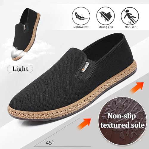 Mens Slip on Canvas Loafers Casual Shoes Sneakers Comfy Walking Slipers Shoes Pain Relief for Men Black Fashion Breathable Loafers3