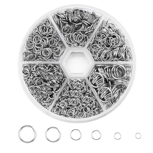 Biegeringe Silber 1390 Stück Offene Biegeringe Sprungringe Schmuckherstellung Sprung Ringe Metall Offene Ringe Spaltringe Silber Größe 6