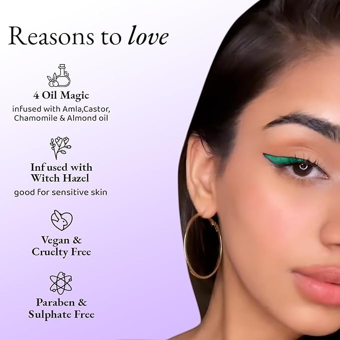 Image of Elitty Power Move | Emerald Green Coloured Intense Waterproof Liquid Eyeliner (Metallic Finished) | Lasts Upto 12hrs | Smudge Proof, Witch Hazel Infused, Quick Drying - 1ml