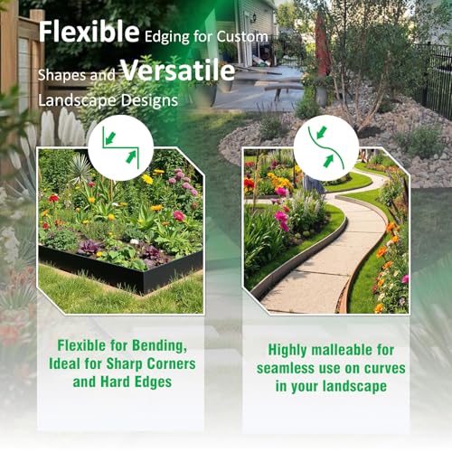 20ft. Galvanized Steel Landscape Edging (6-Pack) – 40" x 8" Metal Garden Border, Hammer-in Lawn Edging for Landscaping, Tree Rings, Yard & Pathway – Black Steel Lawn Edge for Garden Design by STIRLINGEAR - Used condition - Image 9