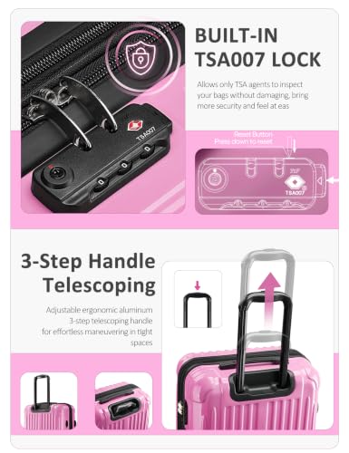 Image of Checked Luggage Hardside Suitcase with Spinner Wheels, 24in