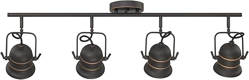 Miniatura 5 de Westinghouse Lighting 6116800 Boswell - Kit de luces de riel para interiores de estilo vintage, acabado de bronce aceitado con reflejos, pantallas