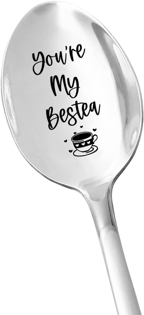 You're My Bestea Spoon Teaspoon - Tea Lover Stainless Steel Engraved Spoon Funny Best Friend Besties Gift for Christmas Birthday
