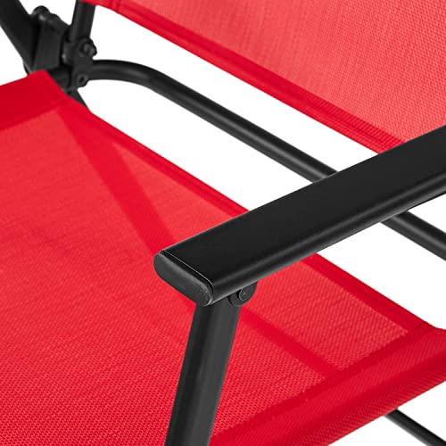 Oroxco Greyson Square Set Of 2 Outdoor Patio Steel Sling Folding Chair, Black (Red) #TOP3