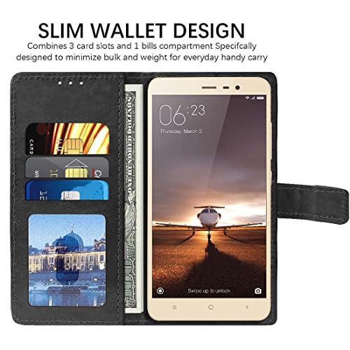 Image of Flip Cover Back Case for Mi Redmi Note 3 | Premium Leather Finish | Inbuilt Pockets & Stand | Flip Cover Back Case for Mi Redmi Note 3 (Black)