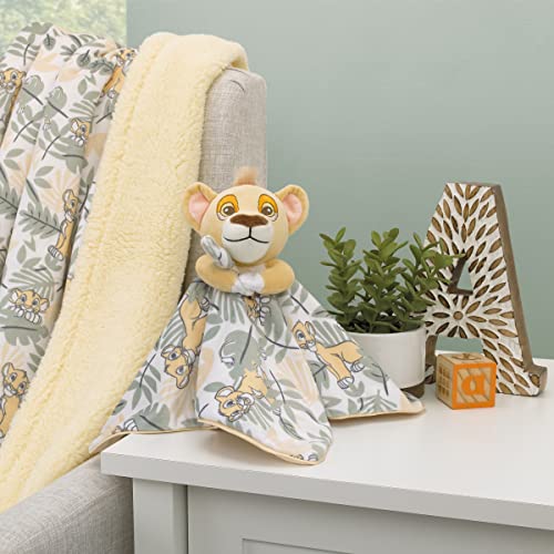 Image of Disney Lion King Simba Yellow, Green, and White Jungle Leaves Lovey Security Blanket