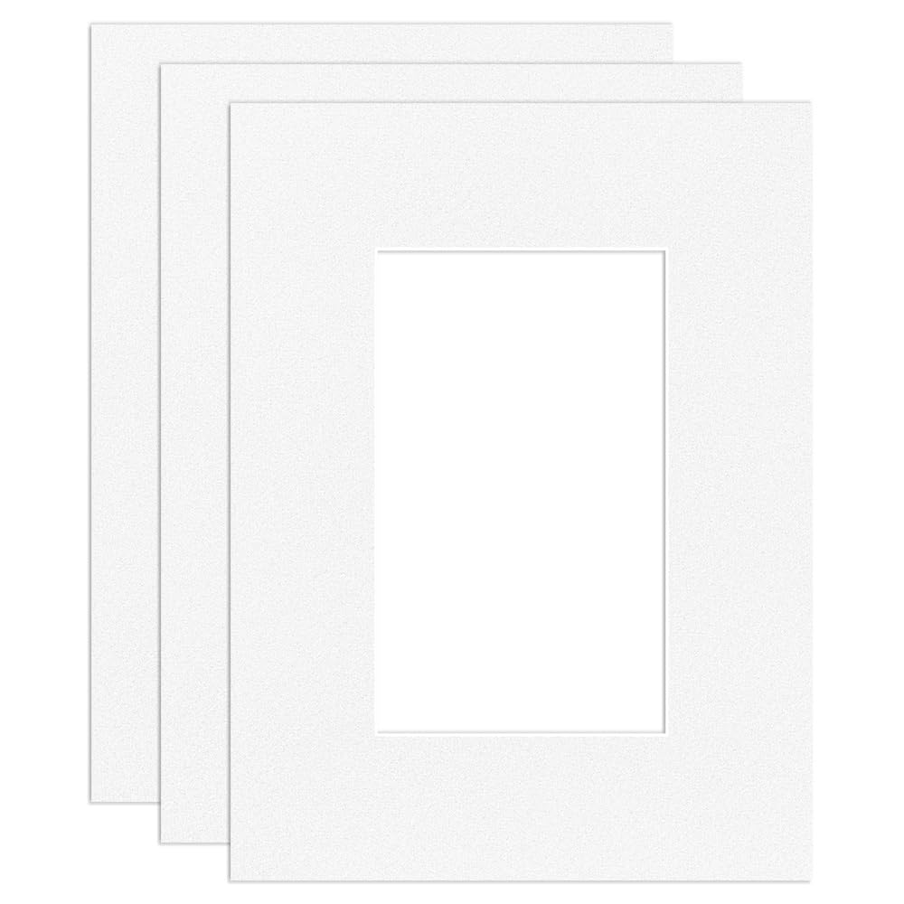Procut Global 8x6" White Picture Mounts for Frames - Fits 5x3" Aperture Size - Precision Cut Cardboard Photo Mounts - Mat Board for Prints, Artwork & Paintings - Pack of 3 โ image 1