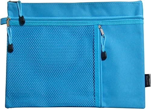 管理番号:imbm-blue-a4-nylon A4サイズ用 (A4サイズと同じ寸法ではありません) 約縦25.5x横34.5cm 連絡帳入れ カルテ入れ 小物入れ メッシュケース 3ポケット付き MESH CASE 小物入れ 領収書入れ ポーチ メッシュ