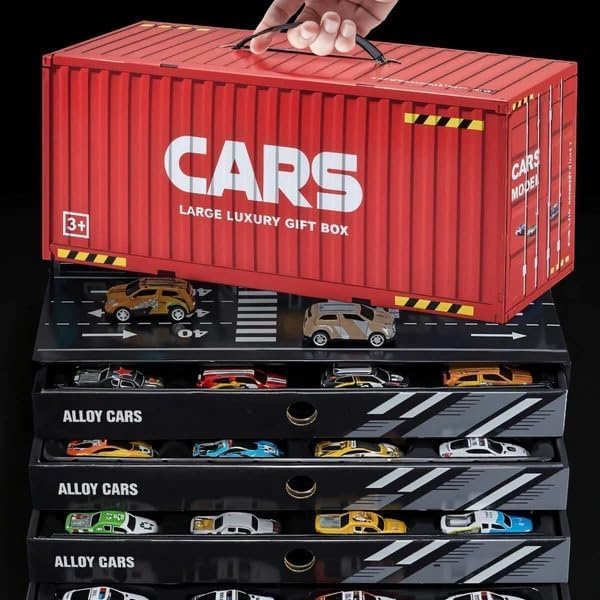 - Pull Back Cars 48 Piece Set with Storage Box, Alloy Model Racing Vehicles Toy for Kids Ages 3 and Up, Includes Mini Cars with City Map, Gift Set for Boys and Girls Birthday Party