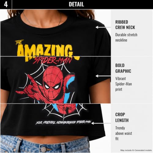 Marvel Spider-Man Womens Graphic Tees & Baby Tees, Sizes Run Small - image 6