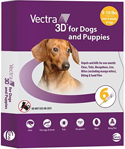 VECTRA 3D for Dogs Flea, Tick & Mosquito Treatment & Prevention for Extra Small Dogs (5-10 lbs), 6 Month Supply