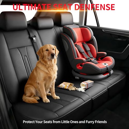 Image of Fit Acadia Car Seat Covers (5 Seats Full Set) Compatible with GMC Acadia 2007-2024 2025 2026 - Full Coverage Premium Breathable Leather,Airbag Compatible,Waterproof & All-Weather,Black