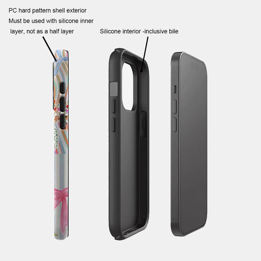 Ehreus Case For IPhone 7/8/SE 2022(3rd)/2020(2nd), Trendy Aesthetic Pink Ribbon Bow Pattern Print, Glossy Hard PC Back Soft TPU Bumper, Slim Shockproof Anti-Scratch Cover For Teen Girls Women