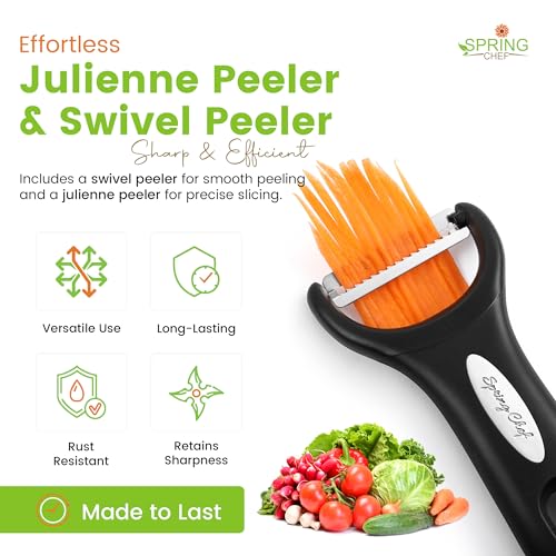 Image of Spring Chef Swivel Potato Peeler & Julienne Vegetable Peeler w /Soft Handle