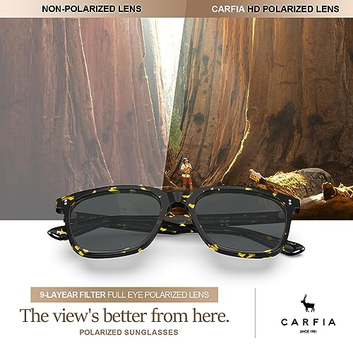 Image of CARFIA Acetate Polarized Sunglasses for Men UV400 Protection Classic Retro Square Shades Driving Glasses