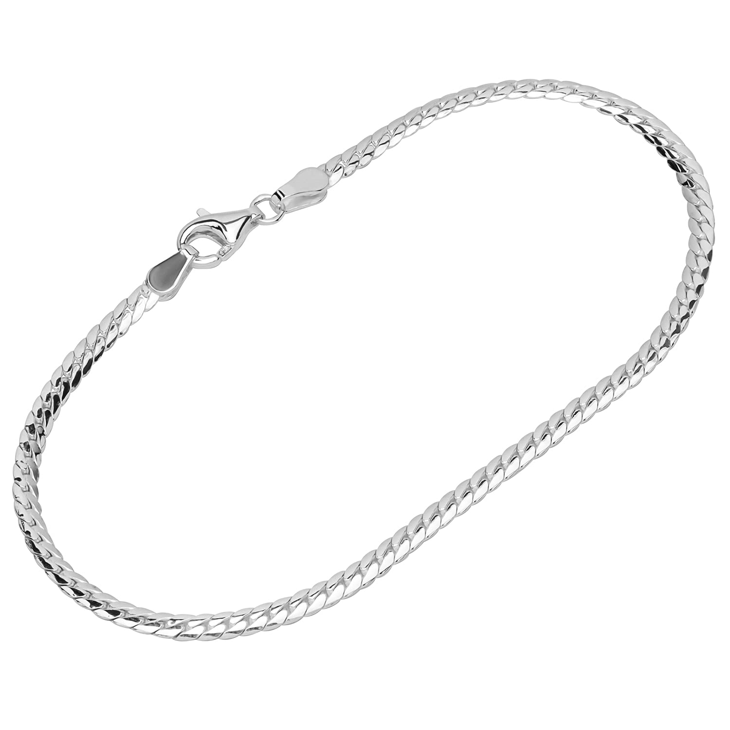 NKlaus Pulsera plata de ley 925 19cm cadena plana y retorcida pulsera de hombre 12616