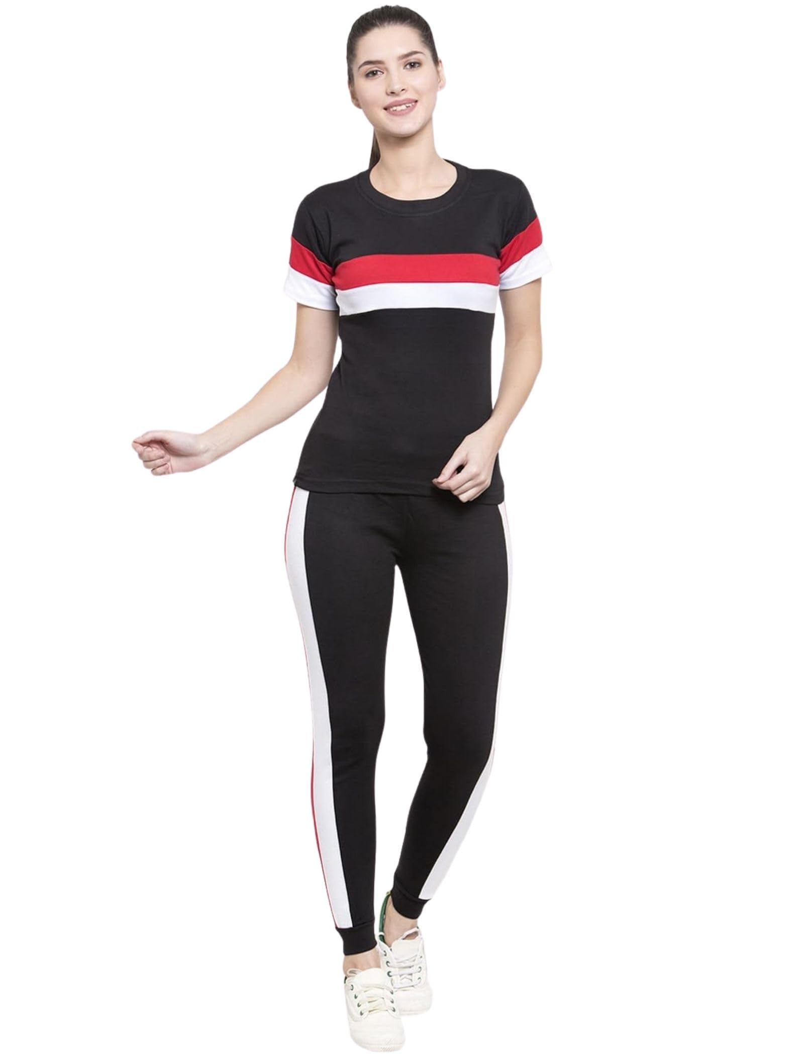 ALISBA Gym Tshirt for Women Workout Lycra Cotton With Top and Bottom Set for Womens Western, Gym Tops, Gym Lower, Running, Daily & Track Suit for Woman Summer, Workout tshirt (Pack of 2)-image-29