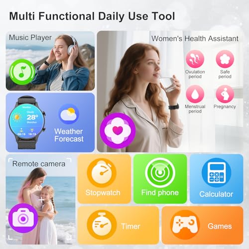 Elegant Smart Watch for Women - 1.77" Fitness Tracker with Heart Rate, Sleep, SpO2 Monitoring, 123+ Sport Modes, IP68 Waterproof, Bluetooth Call Notifications - Image 5