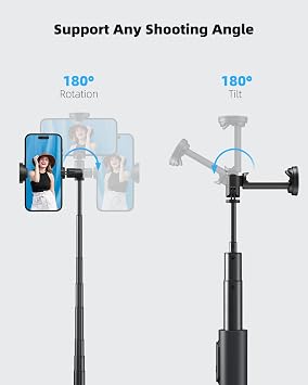 vimitty IPhone için Tripod,Uzaktan Kumandalı iPhone ve Telefon Tripod için 64 inç Selfie Çubuğu,Telefon Tripod Standı Hepsi Bir Arada ve Seyahat Tripodu,Tüm Cep Telefonlarıyla Uyumlu Cep Telefonu Tripodu