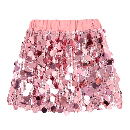 Miipat Filles Jupes à Paillettes et Scintillante Mode Enfants Mini Jupe Filles Jupe de Danse pour Anniversaire de Princesse Jupes Shorts Rose Poudre 120 4-5...