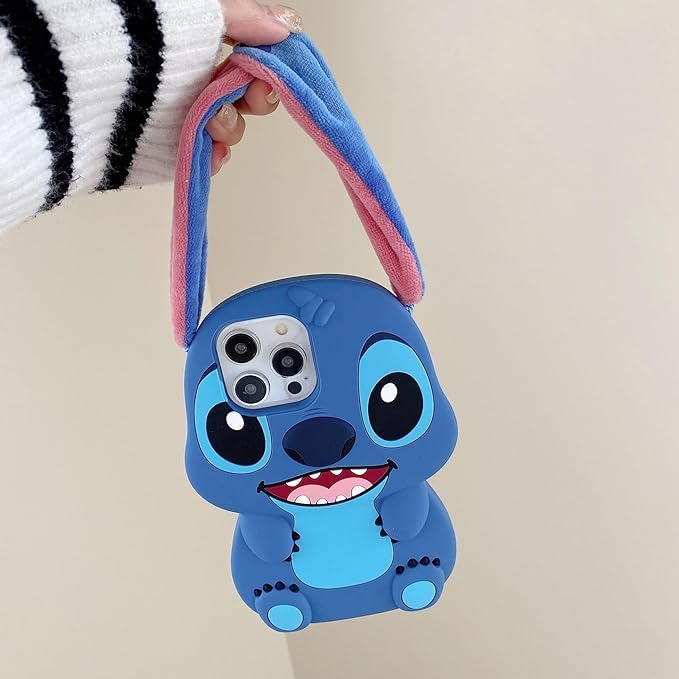 Image of Meyaar Orry Style Cute Case for Apple iPhone 14 / iPhone 13 / iPhone 15 Case, Soft Silicone Cover for Apple iPhone 13 / iPhone 14, iPhone 15 Case Cover (Lilo Stitch, for I Phone 15)