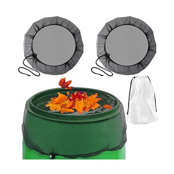 Regentonnet, 2 stuks regentonafdekking, verstelbaar regentonnet, beschermnet, regenton, weerbestendige muggenbescherming, met praktische trekband, bescherming tegen bladeren, insect 95 cm diameter