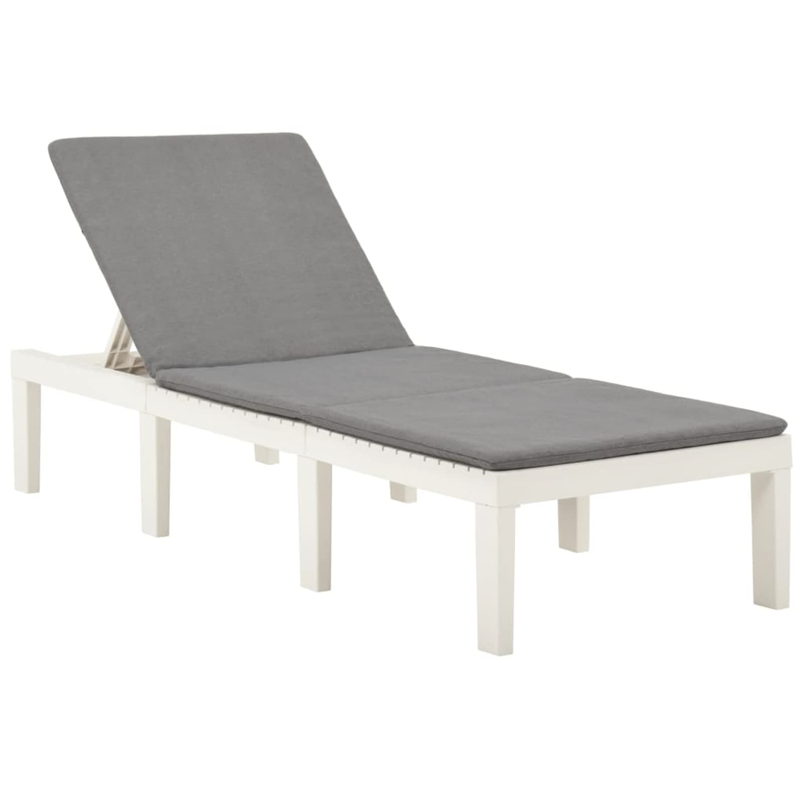 Sonnenliege mit Auflage Kunststoff Weiß Gartenliege Liegestuhl Balkonliege Strandliege Gartenmöbel Relaxliege Terrassenliege Garten Liege Gartenmöbel