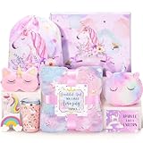 Unicorn Gifts for Girls 4-6 6-8, Birthday Easter Gifts Set for Girls Age 4 5 6 7 8 9+ Year Old Tween Teen Girl Trendy Stuff Kids Unicorn Toys with Glow in The Dark Blanket Purse for Daughter Niece