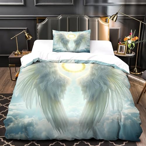 Housse de couette anti-pli lit simple microfibre douce entretien facile Wing