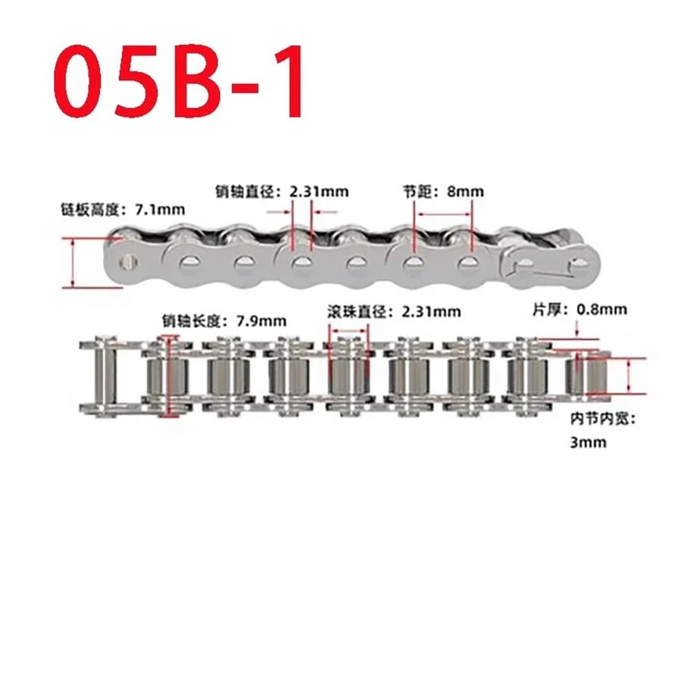 Cadena de transmisión Industrial de 1 Metro, Cadena de transmisión de Rodillo transportador de Paso Corto de Acero Inoxidable 304, 04C 05B 06B 08A 08B 10A 12A(06B-1 Chain)