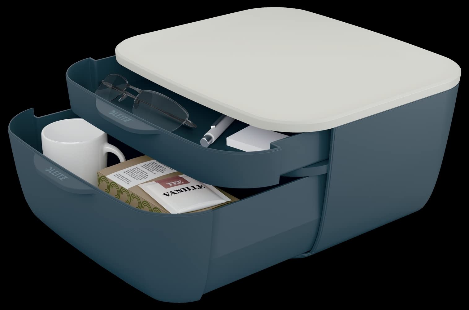 Leitz – Bloc de Classement Bureau, 2 Tiroirs de Rangement Petit et Grand Format, Organisation Documents A4 et Accessoires, Design Moderne, Gris Cosy, 53570089