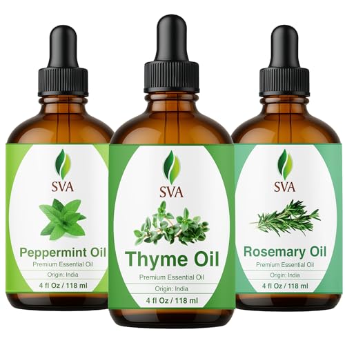 Aceites esenciales tomillo, menta y romero 4 oz set