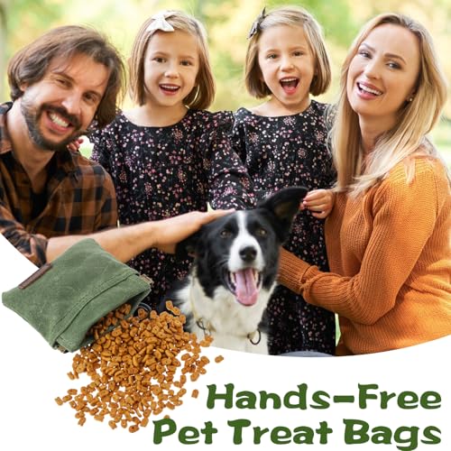 Bremorou Leckerlibeutel für Hunde, Futterbeutel Hund Snackbeutel Hund Freihändige Schwarz Leckerlitasche Leckerli Beutel mit Karabiner Trainingstasche für Haustiere Hunde (Grün)