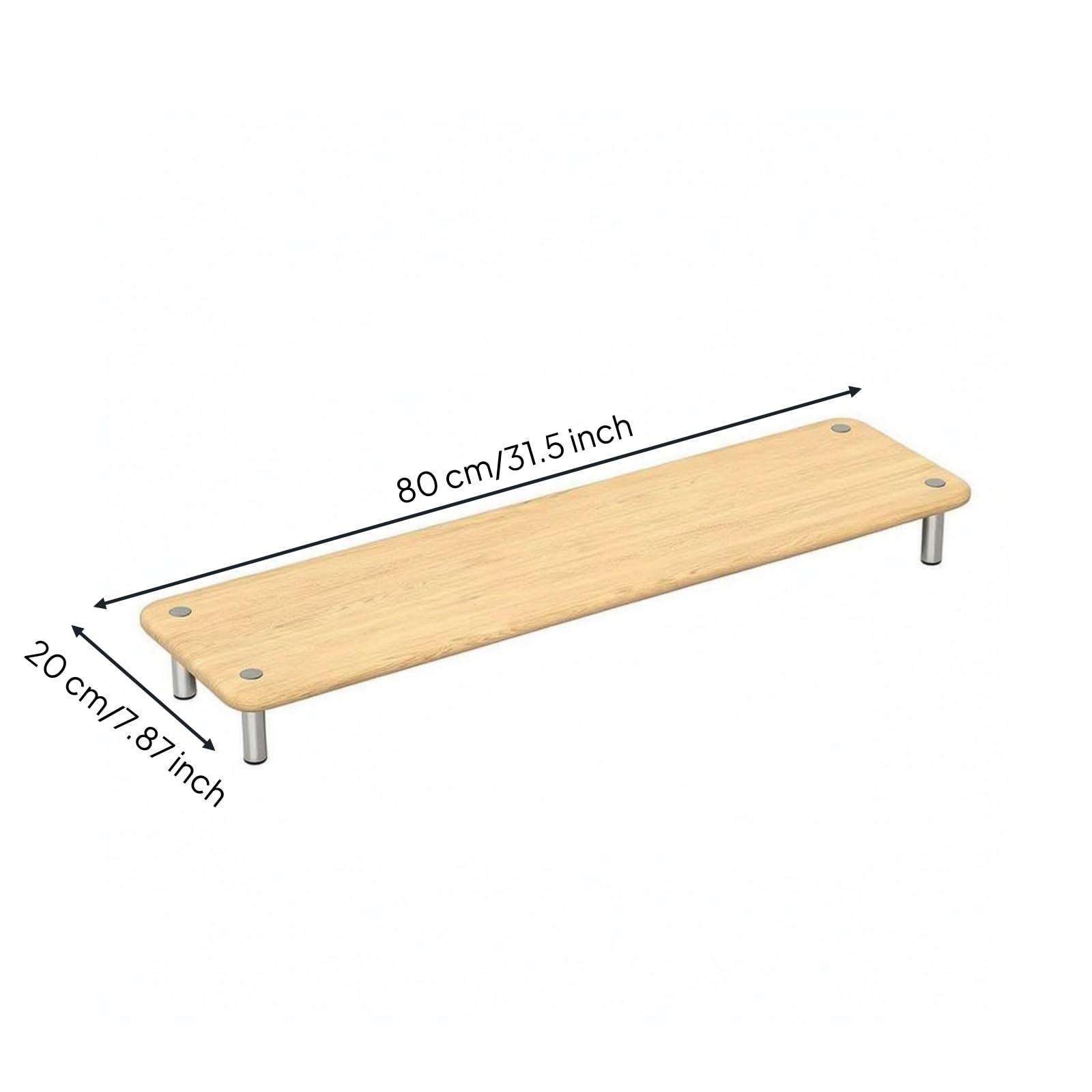 Qianly Plateforme Bois Pieds Métal Angles Arrondis Rehausseur Moniteur Bois Stable Accessoire Bureau , Natural , G800s